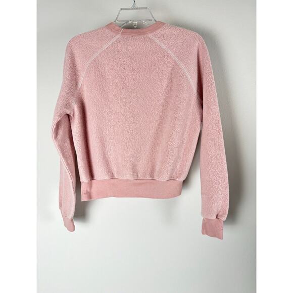 WEF Wellington Crop Crewneck Sweatshirt Women’s Small Pink Alternative Fuzzy - Picture 2 of 8